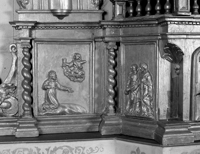 Détail de l'aile gauche du tabernacle, après restauration.