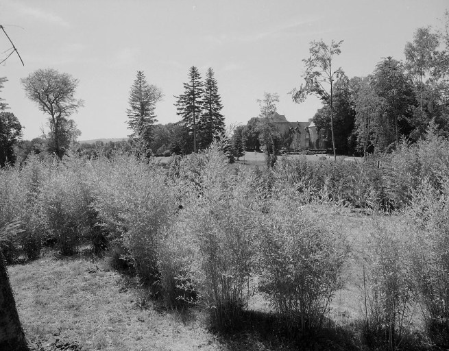 Vue prise à l'est, depuis le jardin paysager créé, après la tempête de 1999 par le paysagiste M. Hirou.