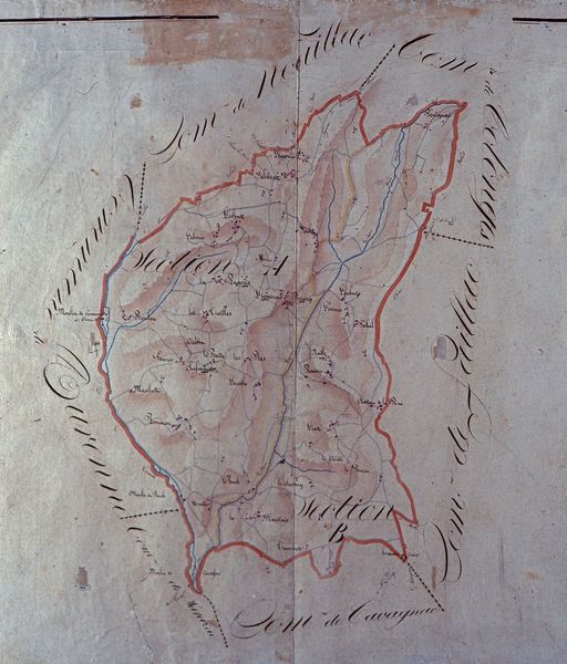 Extrait du plan cadastral de 1832, tableau d'assemblage. ; Extrait du plan cadastral de 1832, tableau d'assemblage. ; Extrait du plan cadastral de 1832, tableau d'assemblage.