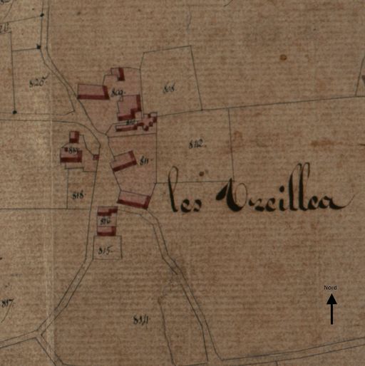 Extrait du plan cadastral de 1832, section A2 n°809. ; Extrait du plan cadastral de 1832, section A2 n°819 ; Extrait du plan cadastral de 1832, section A2 n°816. ; Extrait du plan cadastral de 1832, section A2 n°811. ; Extrait du plan cadastral de 1832, section A2 n°810.