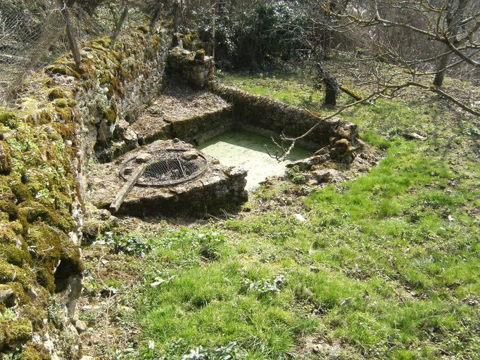 Vue générale du lavoir maçonné sis sur la parcelle n°48 et alimenté par une ancienne fontaine publique (non cadastrée) installé sur le flanc de la colline.