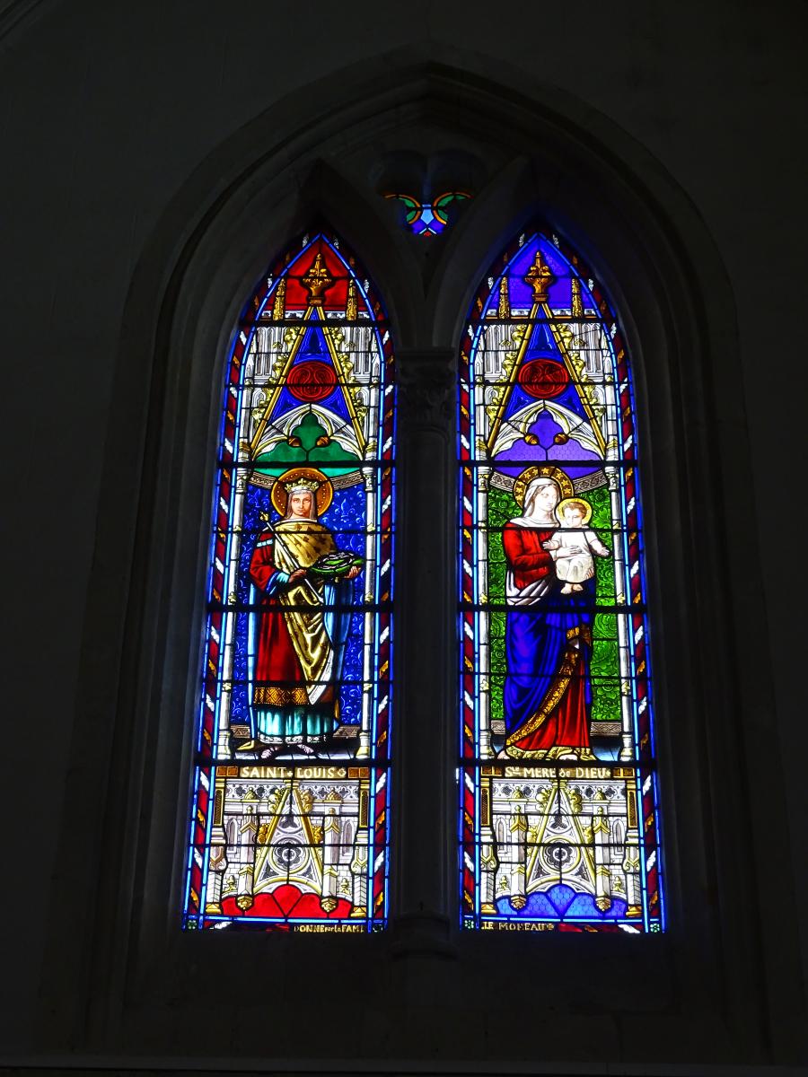 Baie 14 : verrière de saint Louis et de la Vierge, vue d'ensemble.