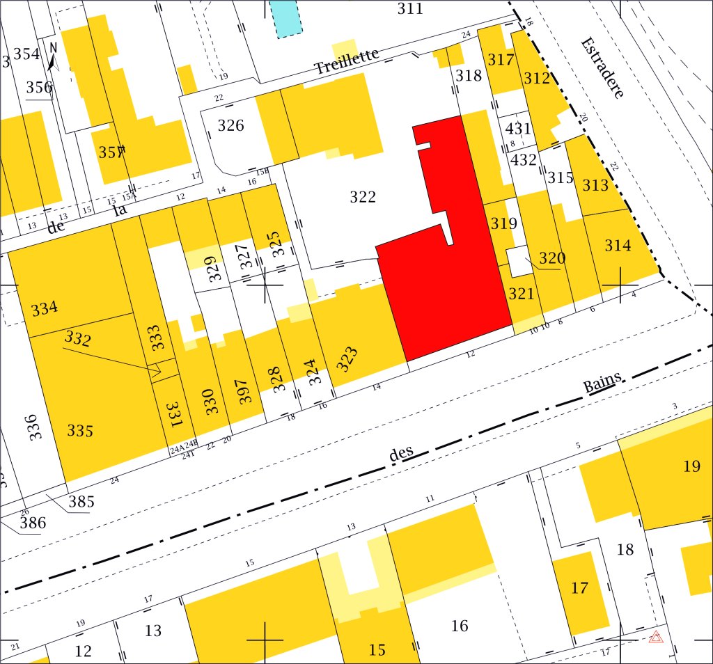 Plan de situation AK 322 (sur fond de plan cadastral DGFiP, 2016).