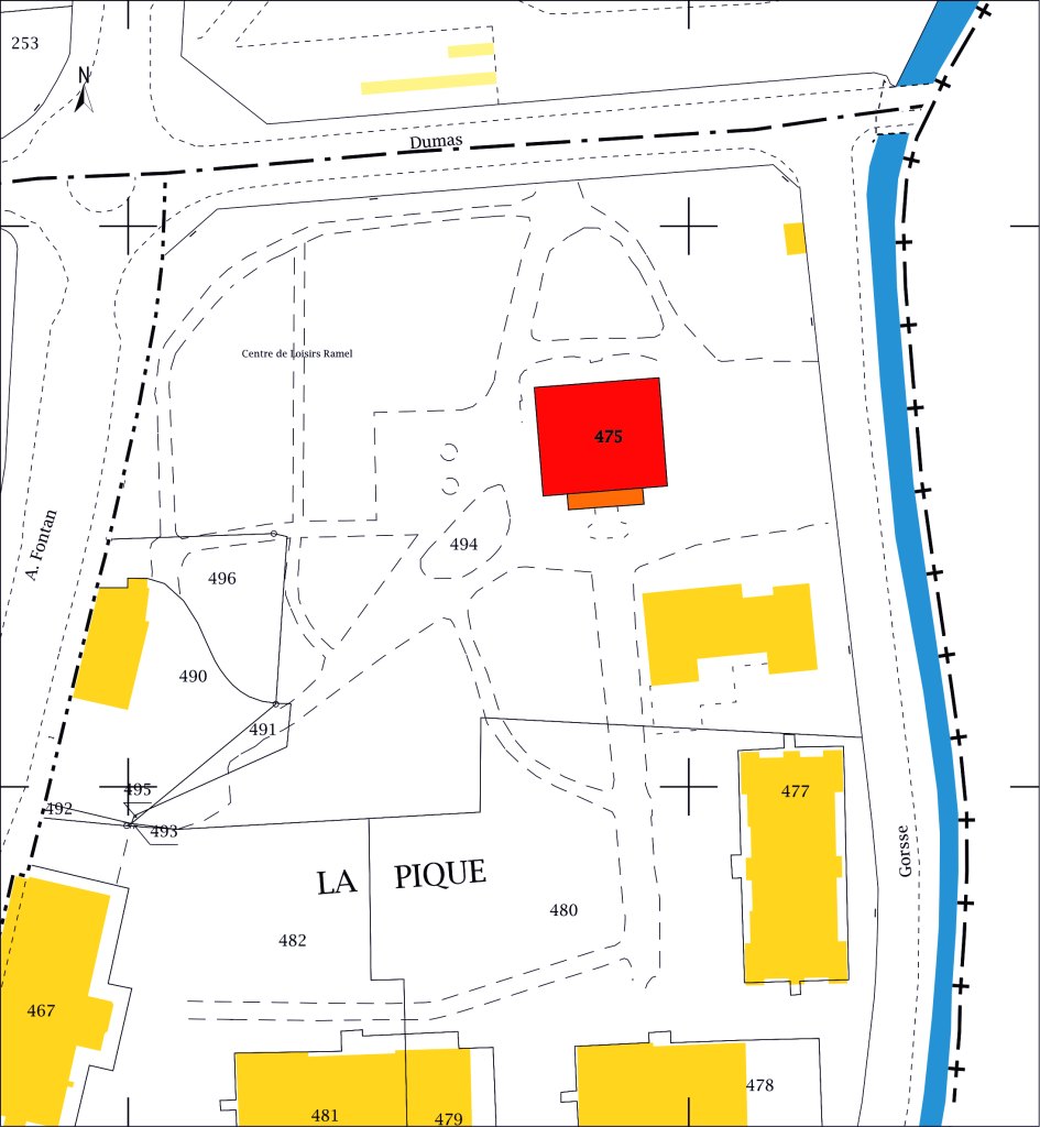 Plan de situation AK 475 (sur fond de plan cadastral DGFiP, 2016).