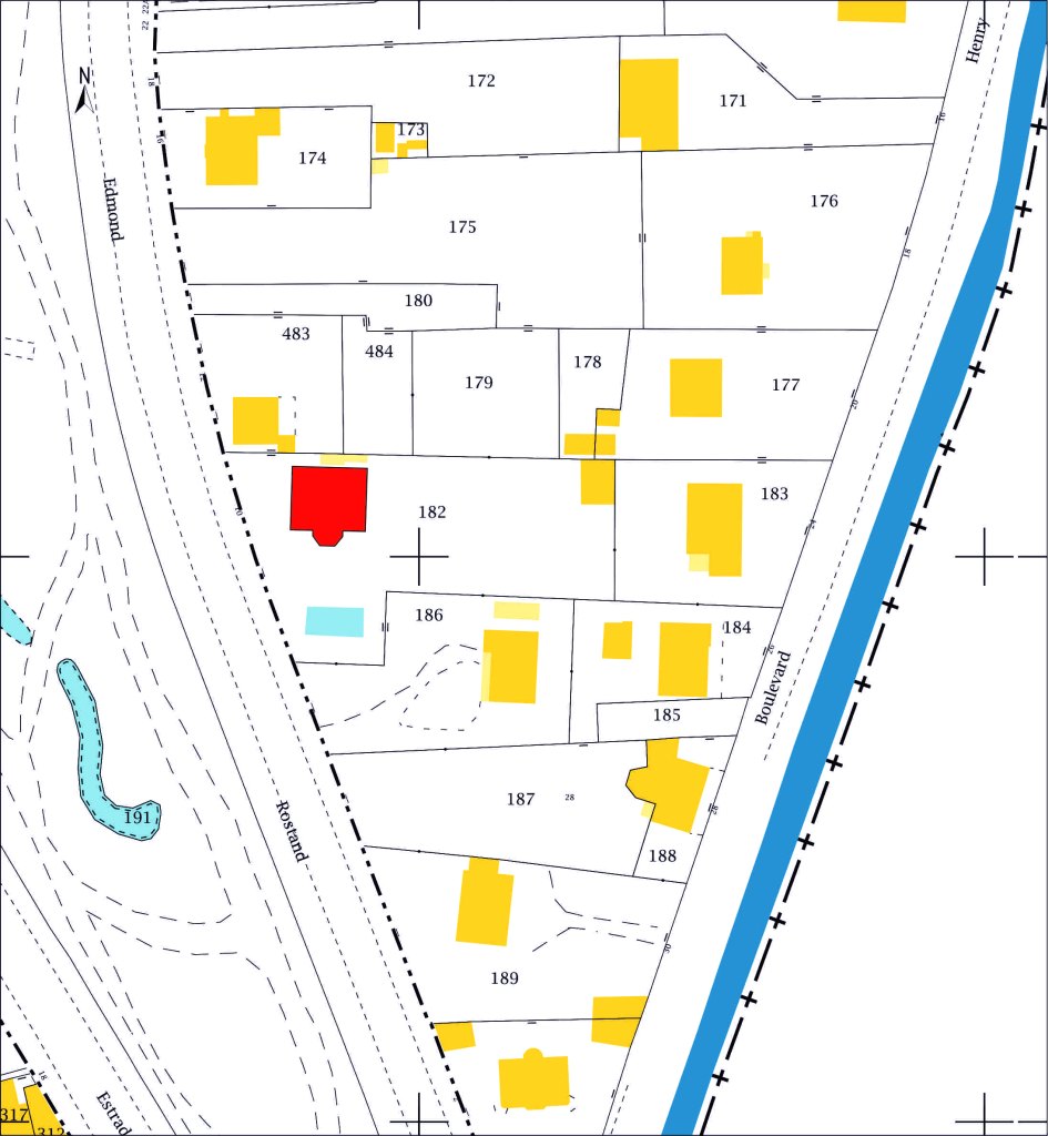Plan de situation AK 01 182 (sur fond de plan cadastral DGFiP, 2016).