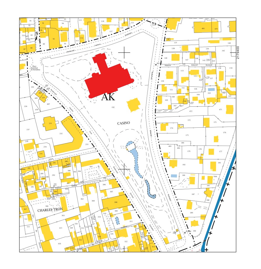 Plan de situation AK 191, 192 (sur fond de plan cadastral DGFiP, 2017).