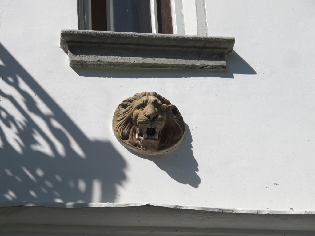 Détail du médaillon avec le mufle de lion.