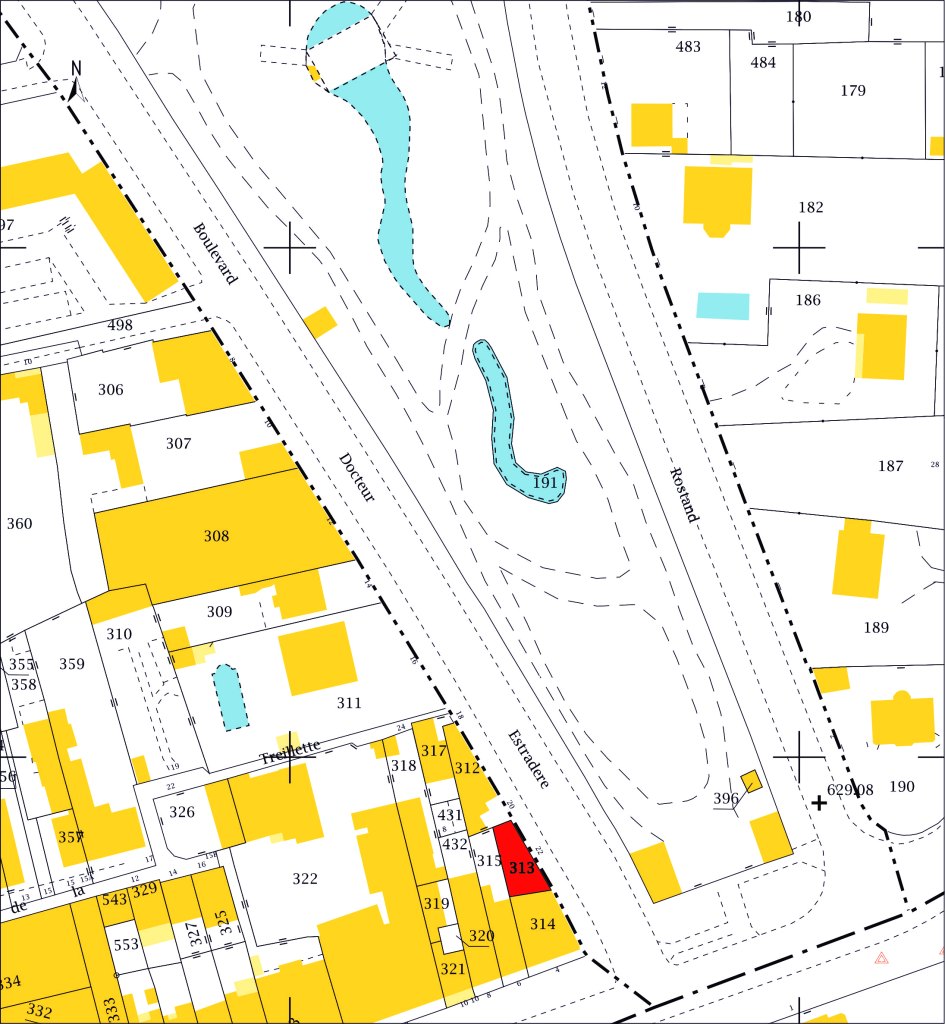 Plan de situation AK 313 (sur fond de plan cadastral DGFiP, 2018).