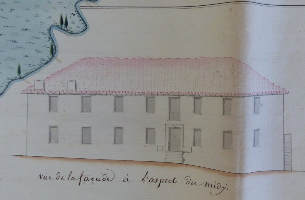 Dessin en élévation de la façade sud (1822).