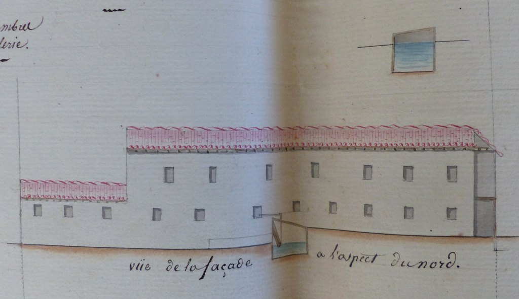 Dessin en élévation de la façade nord (1822).