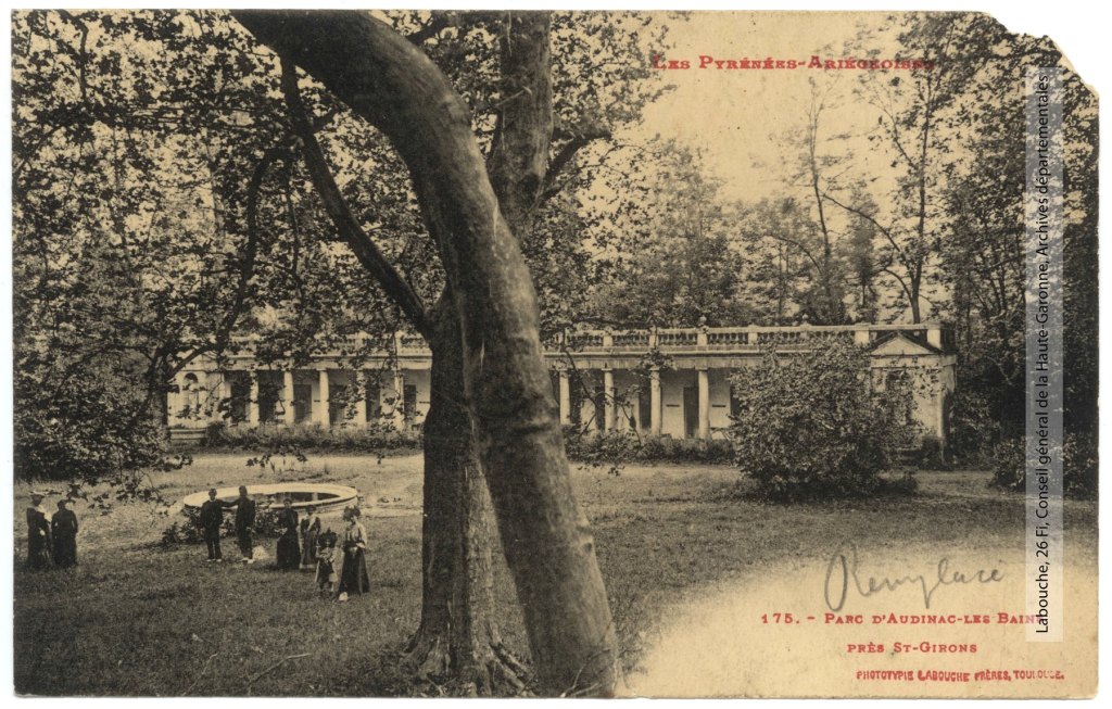 Parc d'Audinac-les-Bains (carte postale).