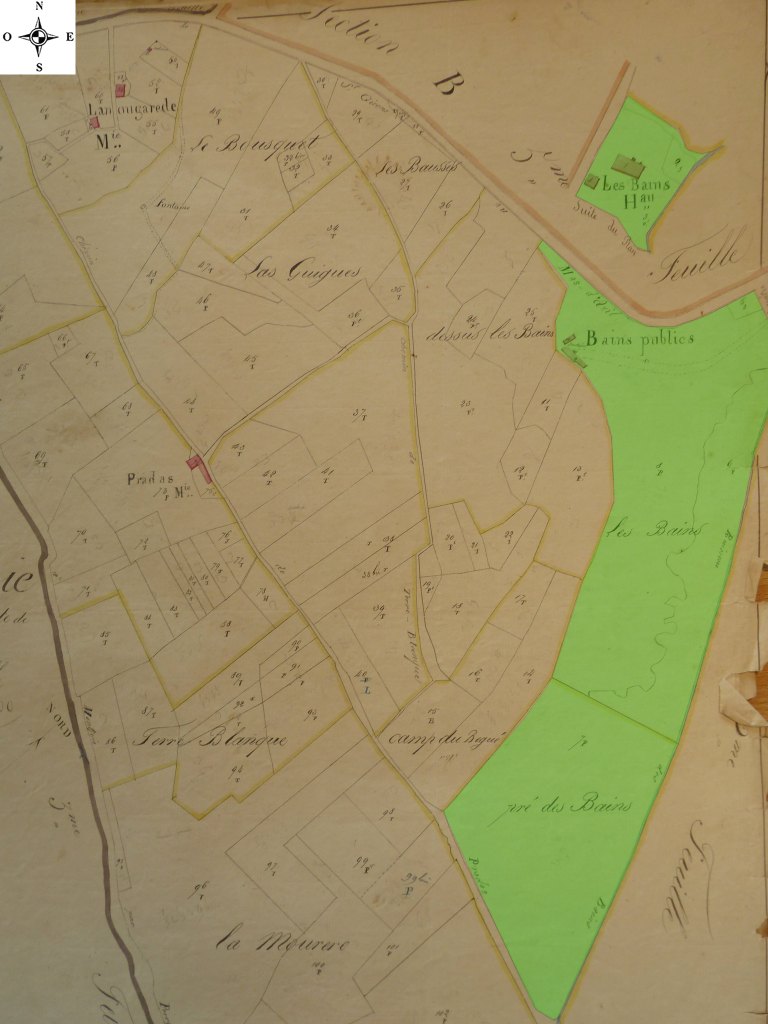 La station thermale et son domaine sur le cadastre de 1829.