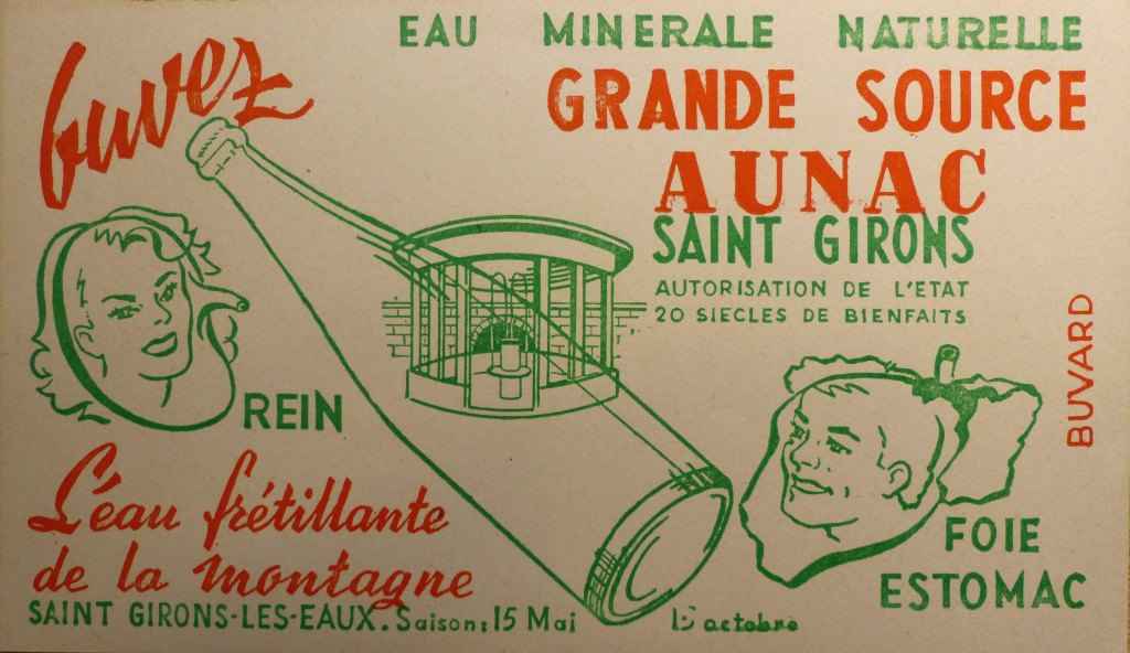 Publicité "Grande Source AUNAC".