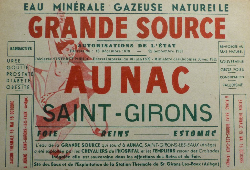 Publicité "Grande Source AUNAC".