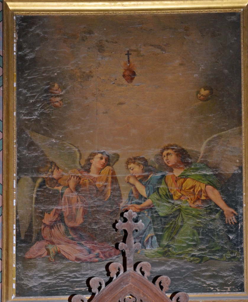 Tableau : L'adoration du Sacré-Coeur par les anges
