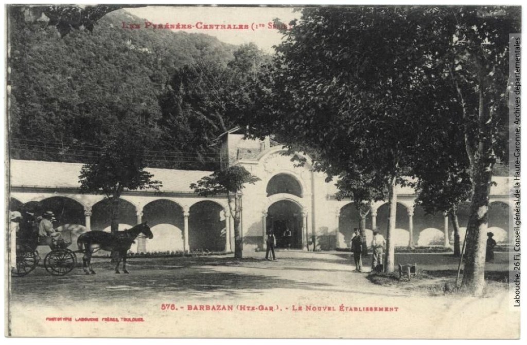 "Barbazan-thermal : le nouvel établissement", carte postale.