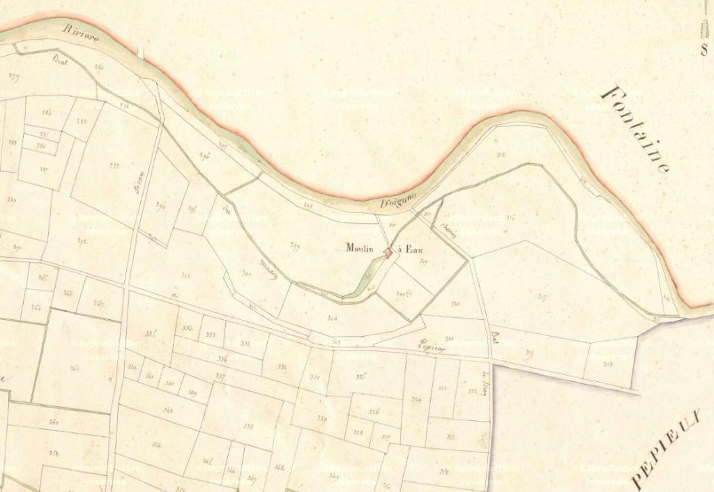 Extrait du plan cadastral napoléonien [1817], section H de Boutenague.