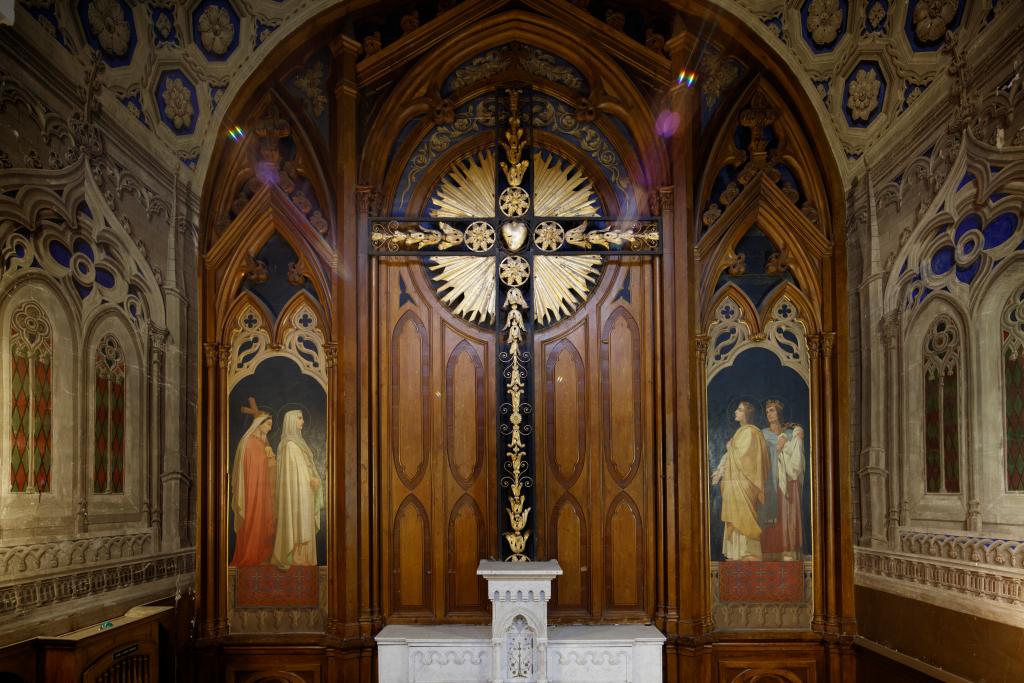 Peinture monumentale : sainte Hélène, la Vierge Marie, saint Jean L'Evangéliste et saint Louis roi