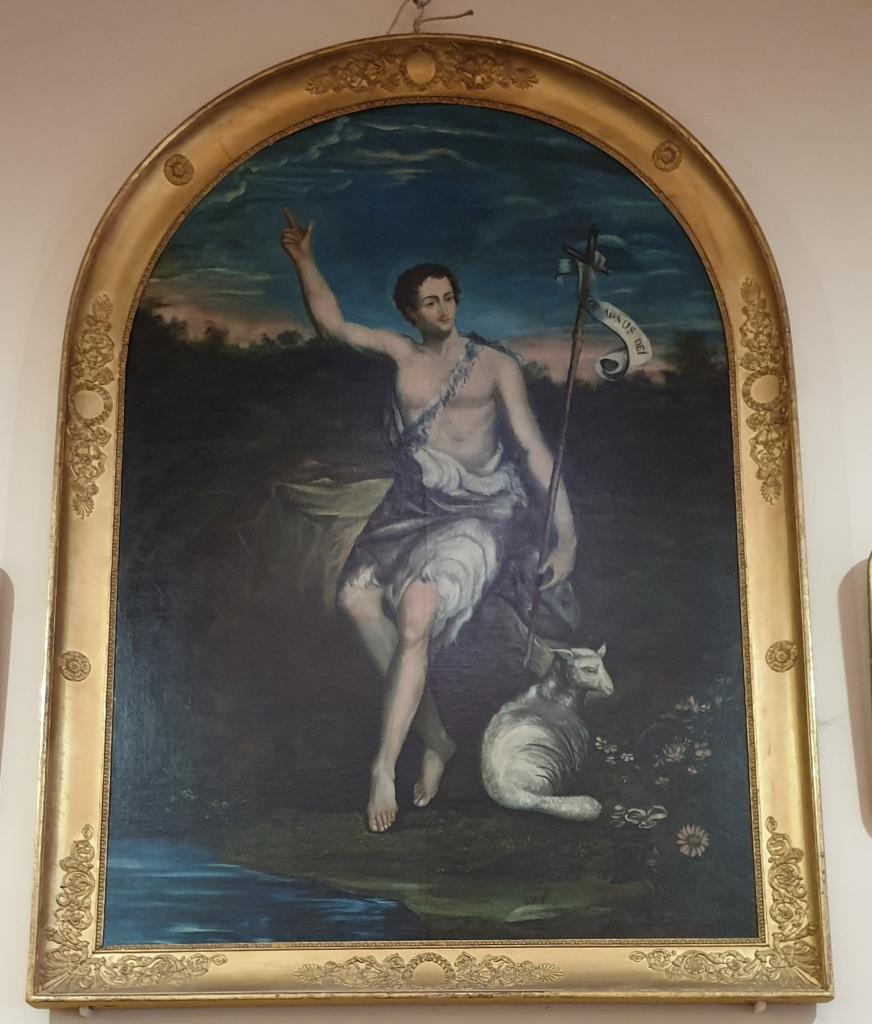 Paire de tableaux : saint Jean Baptiste et Assomption de la Vierge