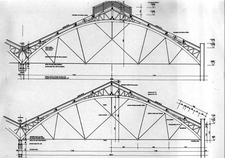 Coupe charpente, dessin Didier Gaydou architecte