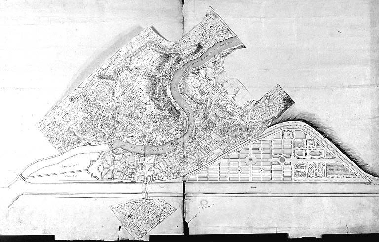 Plan des projets Morand et Perrache, 1780