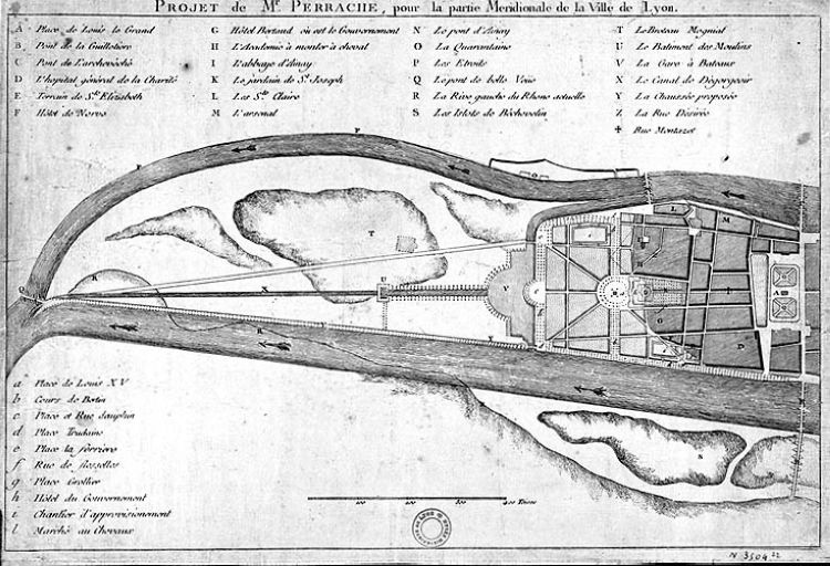 Projet de M. Perrache pour la partie méridionale de la ville de Lyon / Antoine-Michel Perrache, [1769]