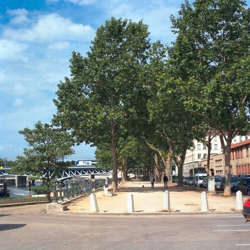 Vue de la promenade du quai Rambaud, vers le nord, à la hauteur du cours Suchet