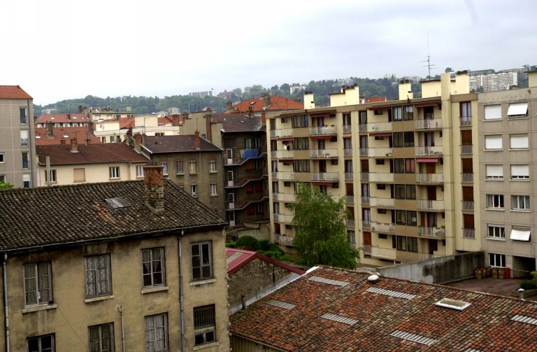 Vue d'ensemble du coeur d'îlot Perrache - Ravat - Delandine - Marc-Antoine-Petit, depuis le nord-est