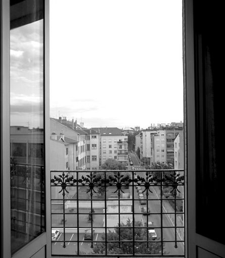 Cité Quivogne. Garde-corps d'un balcon d'appartement