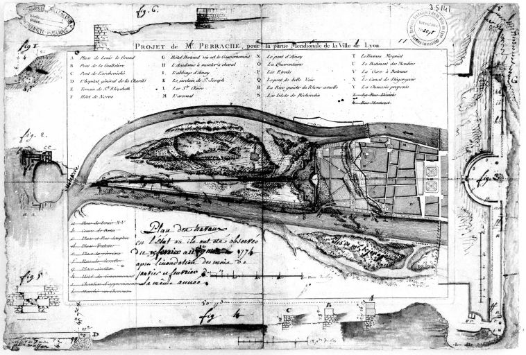 Projet de M. Perrache pour la partie méridionale de la ville de Lyon / Antoine-Michel Perrache, 1774