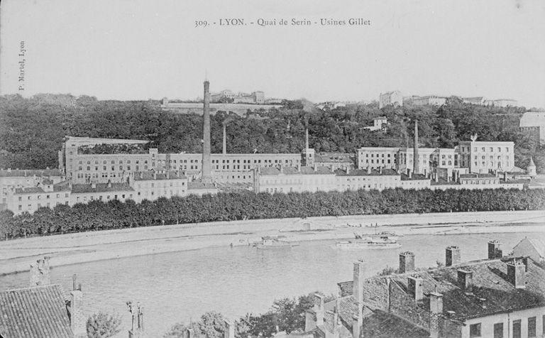 Carte postale : quai de Serin - Usines Gillet