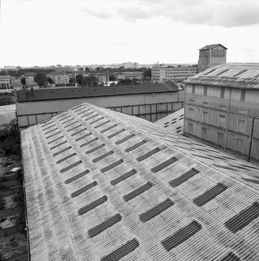 Vue zénithale ouest, bâtiment du moulin et du silo