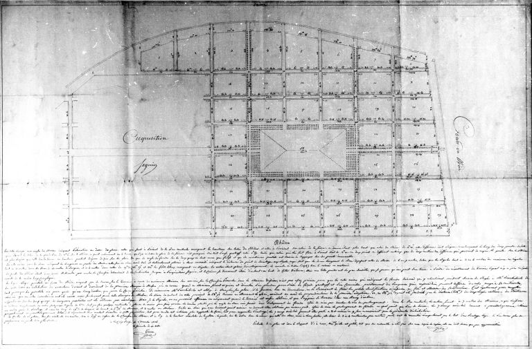 Plan de nivellement et de distribution du quartier Perrache / Jean-François Terrat, 5 décembre 1826