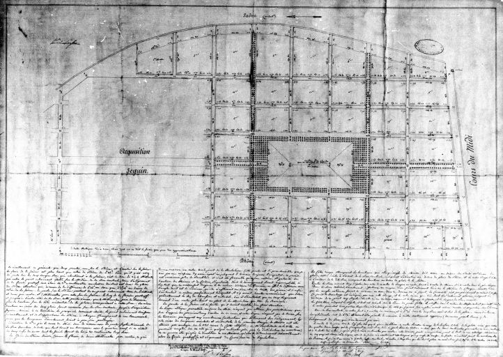 Plan de nivellement et de distribution du quartier Perrache / Jean-François Terrat, 23 décembre 1826