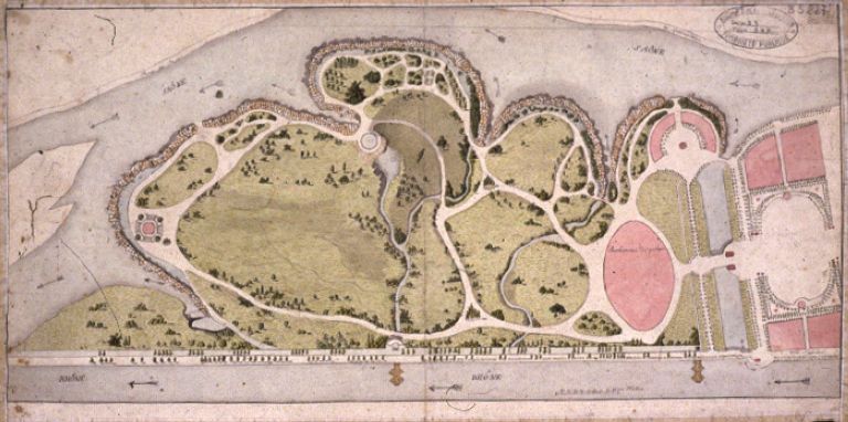 Plan de la presqu'île de Perrache avec le projet du palais impérial... / [Curten aîné], [1807]