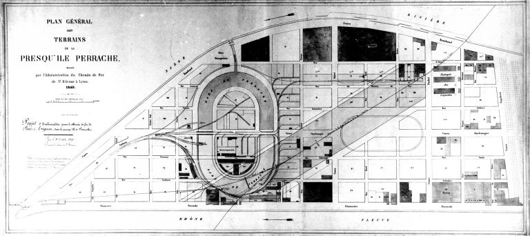 Plan de la presqu'île. Projet d'embarcadère, 18 octobre 1849