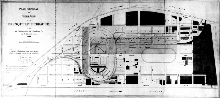 Plan de la presqu'île. Projet d'embarcadère, 20 octobre 1849