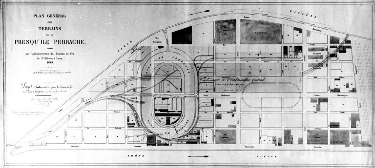 Plan de la presqu'île. Projet d'embarcadère, 20 décembre 1849