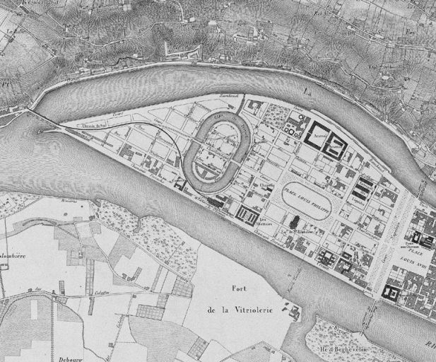 Plan du quartier Perrache / E. Rembielinski et L. Dignoscyo, 1847. Détail