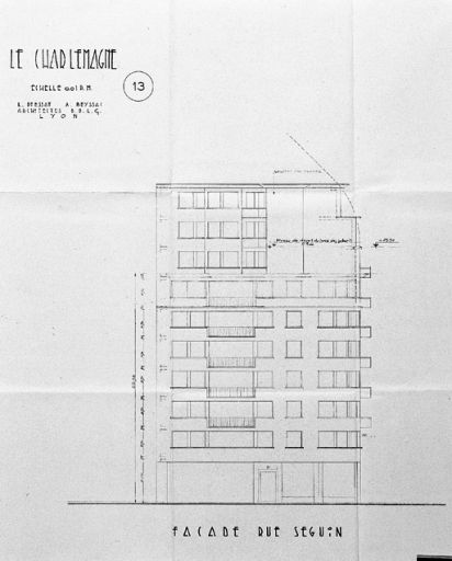 Elévation, rue Seguin / L. Piessat et A. Beyssac, [juillet 1954]