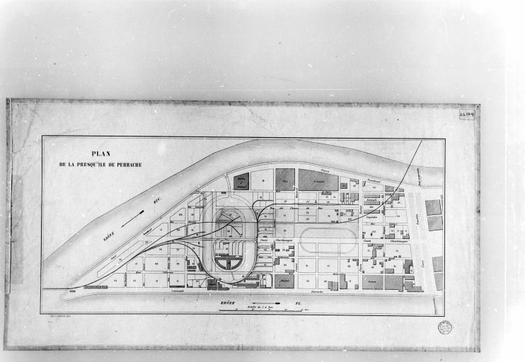 Plan de la presqu'île de Perrache, [vers 1852]