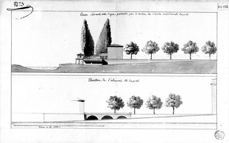 Coupe sur la chaussée Perrache, [vers 1820]