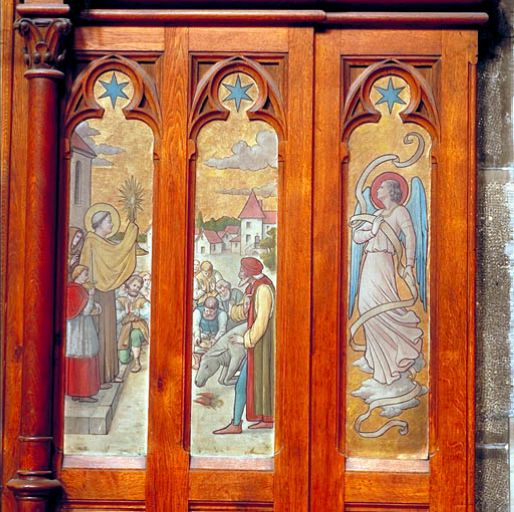 Retable de l'autel dédié à saint Antoine de Padoue : détail des 3 panneaux supérieurs droit