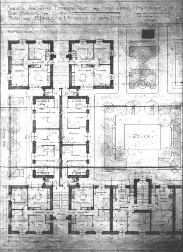 Société anonyme démocratique des habitations hygiéniques à bon marché de Lyon. Plan des étages / 30 mars 1912