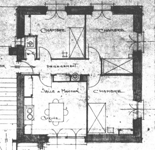 Plan d'un appartement de 4 pièces. Extrait du plan d'ensemble / 30 mars 1912