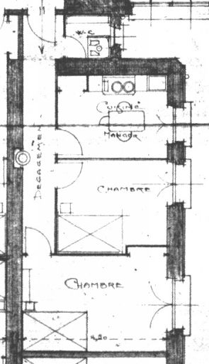 Plan d'un appartement de 3 pièces. Extrait du plan d'ensemble / 30 mars 1912