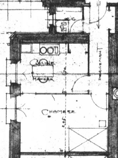 Plan d'un appartement de 2 pièces. Extrait du plan d'ensemble / 30 mars 1912