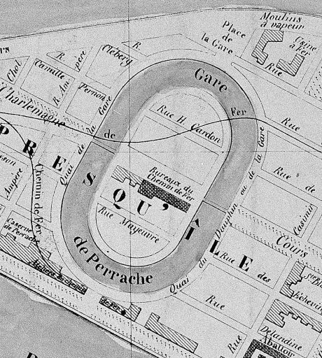 Nouveau plan topographique et pittoresque de la ville de Lyon / J.-B. Noëllat, 1844. Détail