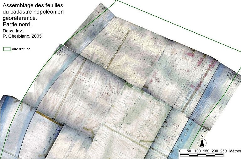 Assemblage des feuilles du cadastre napoléonien géoréférencées. Partie nord