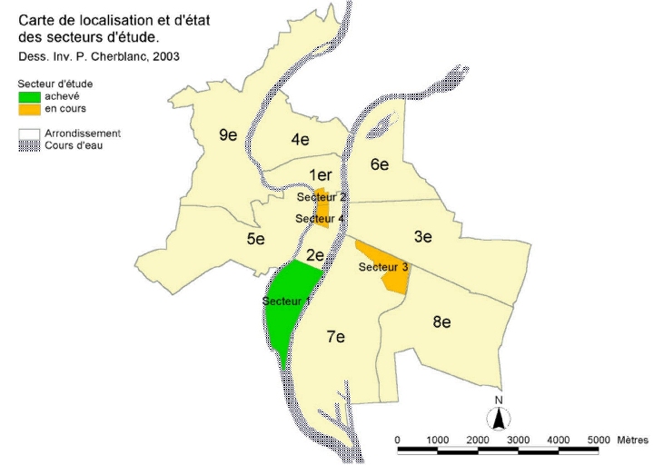 Carte de localisation et d'état des secteurs d'étude